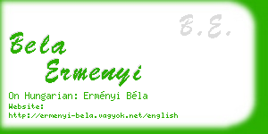 bela ermenyi business card