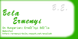 bela ermenyi business card